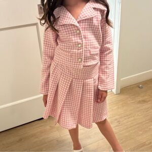 Pink Gingham Button-Up Dress for Girls